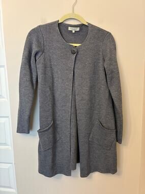 Cocogio Italy Long Cardigan Sweater Coat Gray Wool Blend Size S